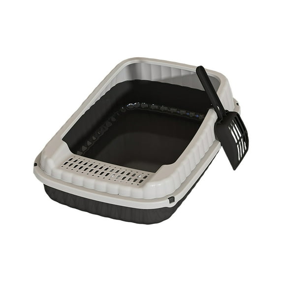 Large Semi Enclosed Litter Box Large Semi-Enclosed Litter Box with High Sides, Splash-Proof Design, Includes Litter Scoop, Spacious Cat Toilet for Large Cats, Durable Plastic, Easy to Clean