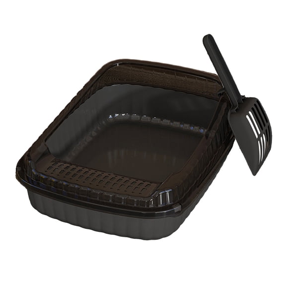 Large Semi-Enclosed Litter Box with High Sides and Guard Design, Spacious Cat Toilet with Included Scoop for Kittens and Adult Cats Home Use