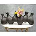 thumbnail image 1 of Large Semi Gloss Modern Abstract Black Ceramic Floral Vase 6 Hole Cluster Rounds, 1 of 8