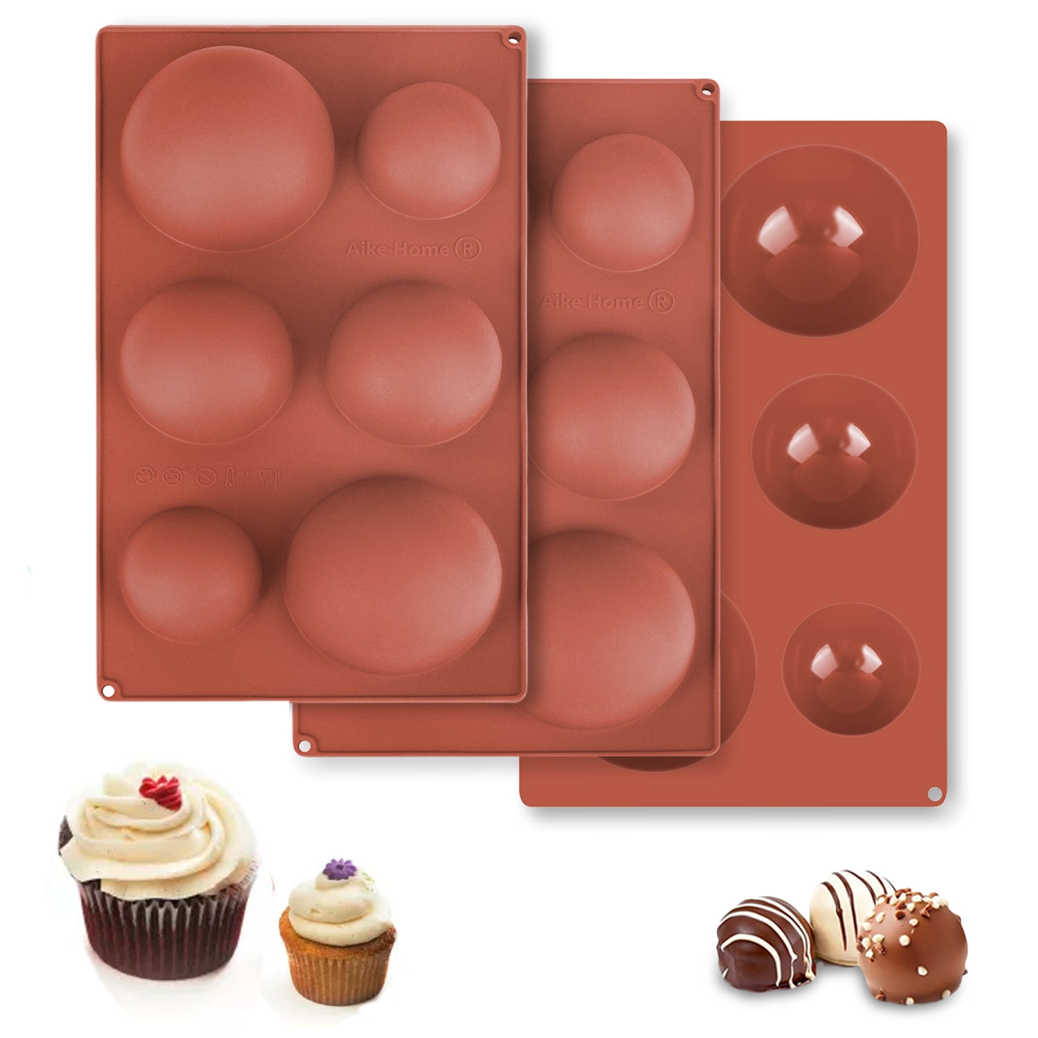 3-pack Chocolate Cake Cookie Mold 6-Cavity Round Silicone Baking Molds —  CHIMIYA
