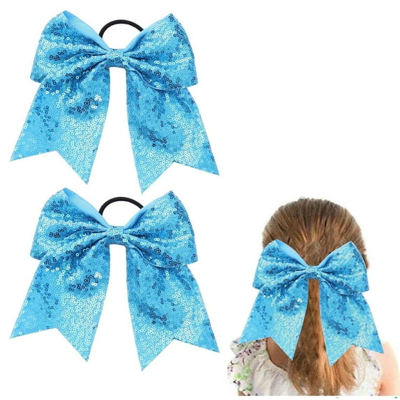 Large Sequin Glitter Cheer Hair Bows,Sparkly Bows Ponytail Holder Elastic Band for Cheerleading Teen Girls College Sports