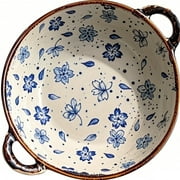 Decorative Serving Bowl - 24oz Ceramic Soup Bowl with Handle Ramen Bowl for Salad,Pasta,Cereal,700ML Porcelain Stoneware Kitchen Dish