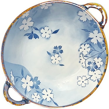 Large Serving Bowl 24oz Deep Pasta Dish Ceramic Salad Bowl,Irregular Edge