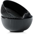 thumbnail image 1 of Large Serving Bowls Set of 2, 60 Oz Porcelain Salad Bowl 8 Inch for Kitchen Dining,Elegant Ribbed Ceramic Dishes for Party,Soup,Pho,Pasta,Cereal,Fruit - Dishwasher & Microwave Safe, Black, 1 of 6