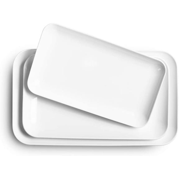 Large Serving Platter Set 16/14/12inch Large Serving Tray - Rectangular White Serving Trays for Party, Turkey Platter Set of 3, Christmas