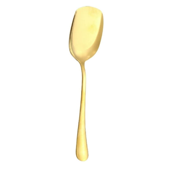 Large Serving Spoons for Buffet, 8.5'' Stainless Steel Cooking Spoon for Rice with Long Metal Handle, Dishwasher Safe,Metal Kitchen Spoons for Cooking/Mixing/Baking,Serving Utensils(Gold2)