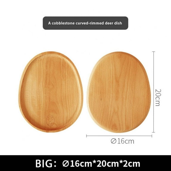 Large Serving Tray Small Wooden Plate Oval Wood Tray, Wooden Snack Tray Dessert Tableware Decorative Tray for Jewellery Key Coin
