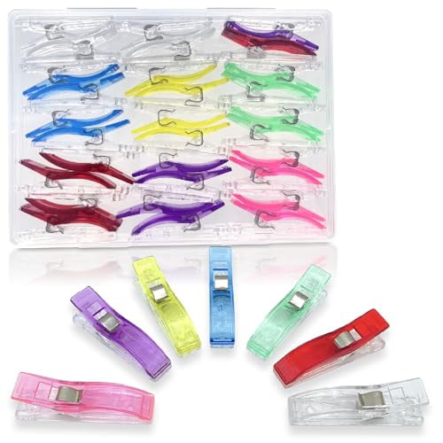 Large Sewing Clips for Fabric and Quilting 30 Pcs,KOLUP Jumbo Quilting Clips and Sewing Fabric Clips Crafting Tools Assorted Colors Premium Plastic Clips Sewing Notions for Sewing Quilting Supplies