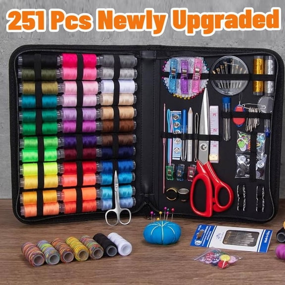 Large Sewing Kit for Adults: Newly Upgraded 251 Pcs Premium Sewing Supplies Set - Complete Sew Kit of Needle and Thread for Beginners - Travel Emergency - Basic Home Hand Sewing Repair Kits
