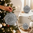 thumbnail image 1 of Large Shatterproof Christmas Ball Ornament, 6 Inch Glitter Tree Bauble with Loop, Silver, 1 Pack, 1 of 7