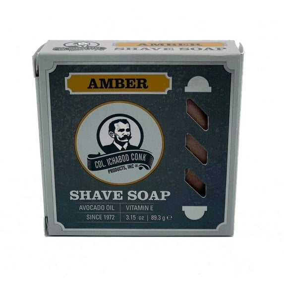 Col. Conk Men’s Shaving Soap, Moisturizing Shave Soap with Vitamin E and Shea Butter, Amber, 3 oz
