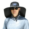thumbnail image 1 of Large Shawl Sun Hat Neck Protector Summer Sun Men's Outdoor Fisherman Hat Big Wind Solar Rechargeable Fan, 1 of 3