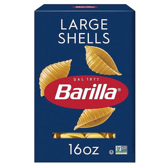 Large Shells Pasta, 16 oz. Box - Non-GMO Pasta Made with Durum Wheat Semolina - Kosher Certified Pasta