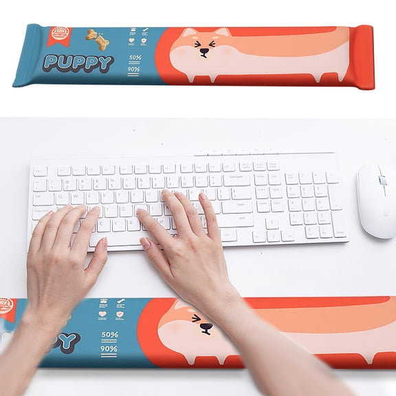 Large Shiba Inu Keyboard Wrist Rest 17.3 Inch Long Ergonomic Memory Foam Support for Full-Size Keyboards Non-Slip Office Desk Pad for Wrist Pain Relief