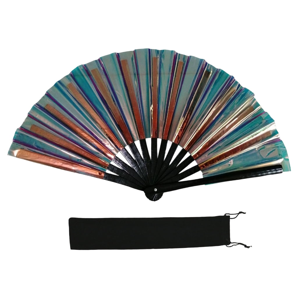 Large Shimmering Colorful Folding Hand Fan for Line Dance Martial Art ...