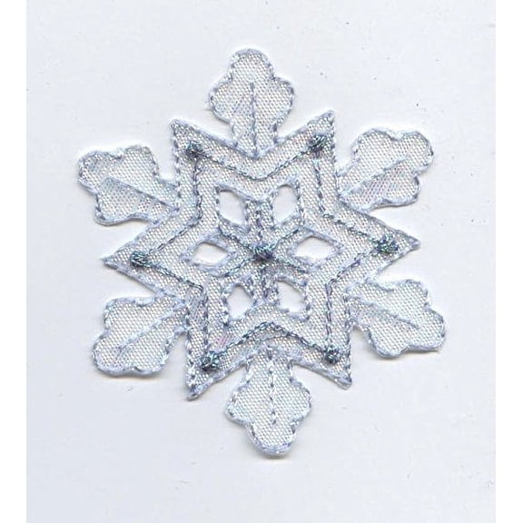 Large - Shimmery Blue Holiday Snowflake - Iron on Applique/Embroidered Patch