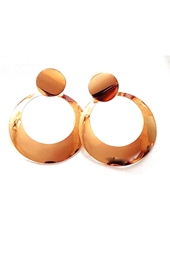 Large Shiny Gold Tone Hoop Double Drop Earrings 2.5 inch L Pierced