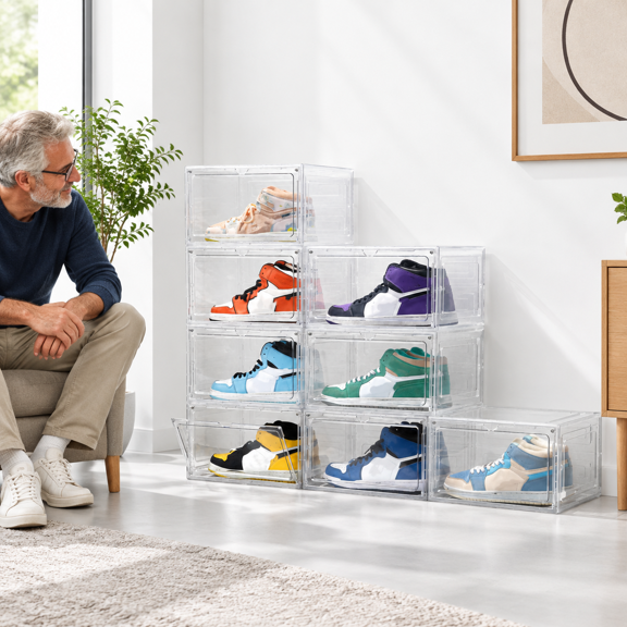 Large Shoe Boxes 8 Pack Drop Side Storcontainer Stackable