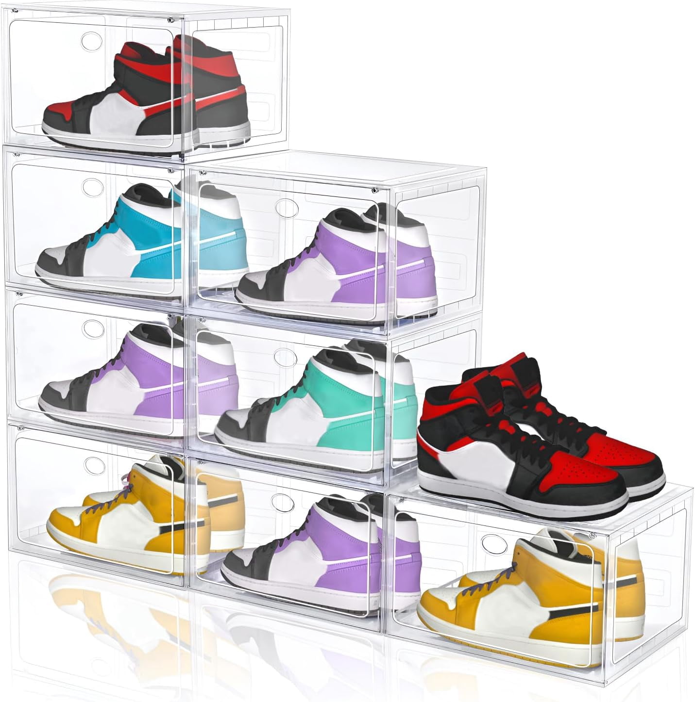 Large Shoe Boxes Clear Plastic Stackable, 8 Pack Drop Side Shoe Storage ...