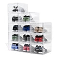 Box Rack 4 U Large Shoe Boxes storage Clear Plastic Stackable,Drop Front Shoe Box ...