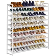 NEYCIL Large Shoe Rack 10 Tier Shoe Organizer, Heavy Duty Metal 5-Tier Stackable Shoe Storage Vertical Shoe Rack for Closet Front Door Entrance, Up to 62 pairs,