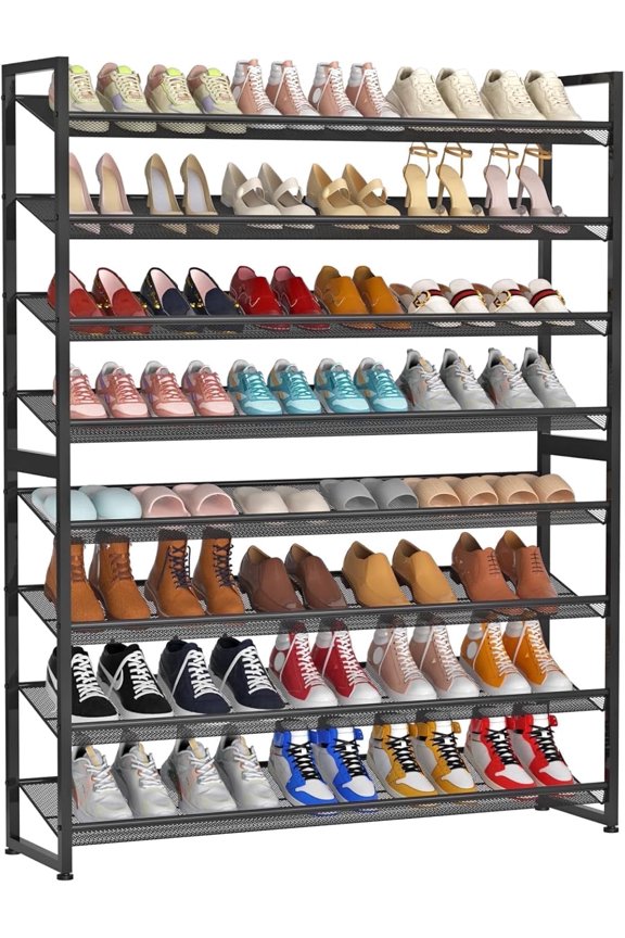 Large Shoe Rack, 8 Tiers Heavy Duty Metal Shoe Storage Rack for Closet Front Door Entrance, Up to 50 Pairs, Black