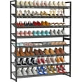 thumbnail image 1 of Large Shoe Rack 8 Tier Shoe Organizer, Heavy Duty Metal 4-Tier Stackable Shoe Storage Vertical Shoe Rack for Closet Front Door Entrance, Up to 50 Pairs, 44.8" W x 11.4" D x 56.7" H, Black, 1 of 7