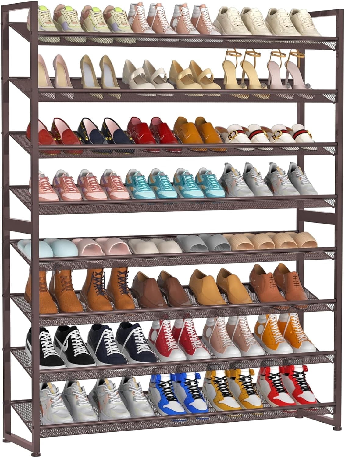 NEYCIL Large Shoe Rack, 8 Tiers Heavy Duty Metal Shoe Storage Rack for Closet Front Door Entrance, Up to 50 Pairs, Bronze