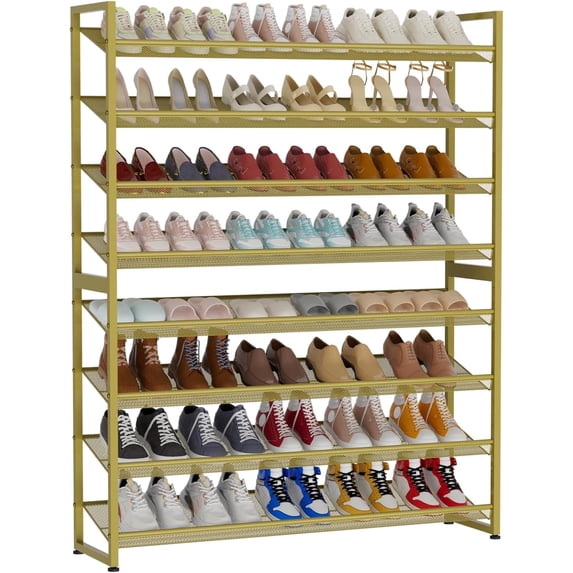 NEYCIL Large Shoe Rack, 8 Tiers Heavy Duty Metal Shoe Storage Rack for Closet Front Door Entrance, Up to 50 Pairs, Gold