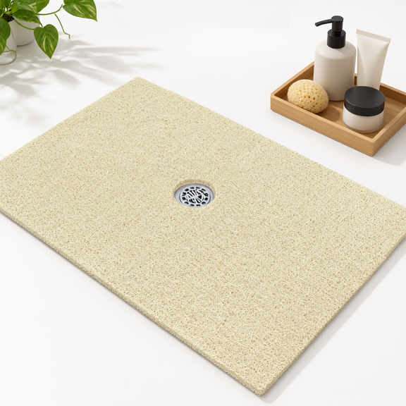 Large Shower Mat Non Slip: 32x24 Inch Loofah Mats Foride With Drain Hole In Middle Anti Stand Up Floor Matt Stall