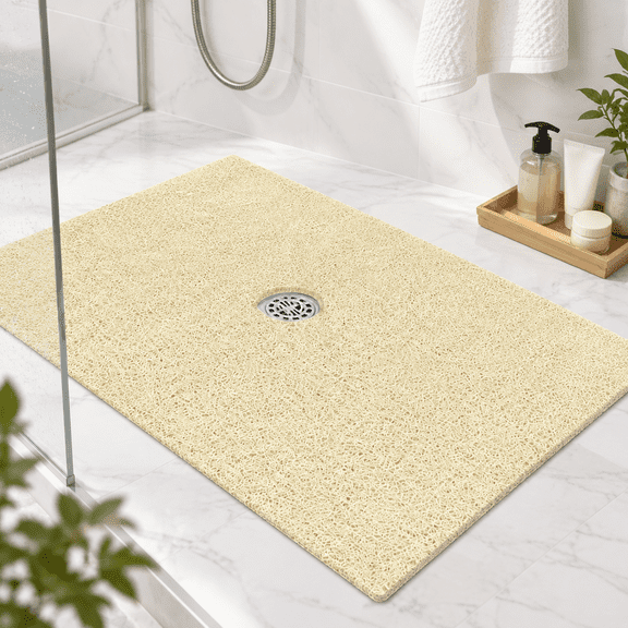 Large Shower Mat Non Slip: 32x24 Inch Loofah Mats Foride With Drain Hole In Middle Anti Stand Up Floor Matt Stall