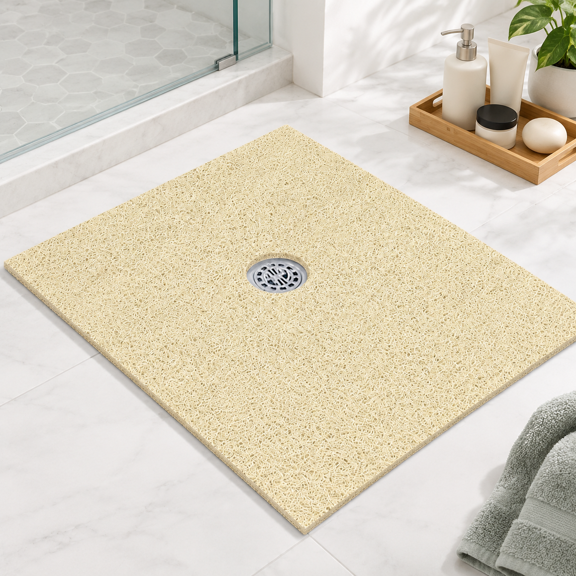 Large Shower Mat Non Slip: 32x24 Inch Loofah Mats Foride With Drain Hole In Middle Anti Stand Up Floor Matt Stall