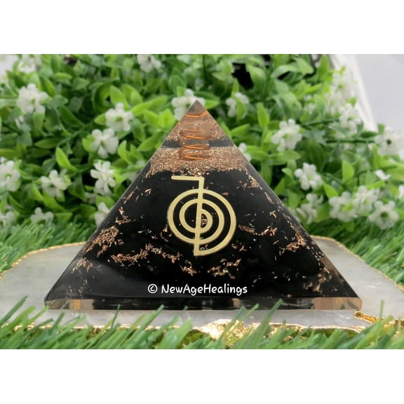 Large Shungite Orgone Pyramid Orgonite Crystal Pyramid (Cho Ku Reiki)