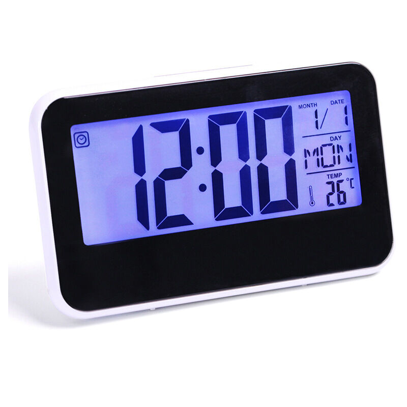 Large Silent LCD Wall Clock with Temperature and Humidity Display ...