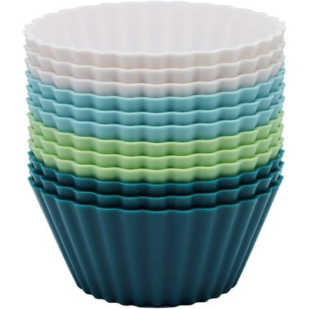 Large Silicone Baking Cups, 12 Pack Reusable Cupcake Liners, 2.5 inch Muffin Liners Cupcake Molds, Jumbo Size, Stand alone, Dishwasher Safe