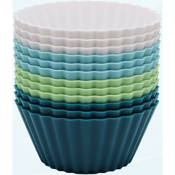 Large Silicone Baking Cups, 12 Pack Reusable Cupcake Liners, Jumbo Size, Dishwasher Safe