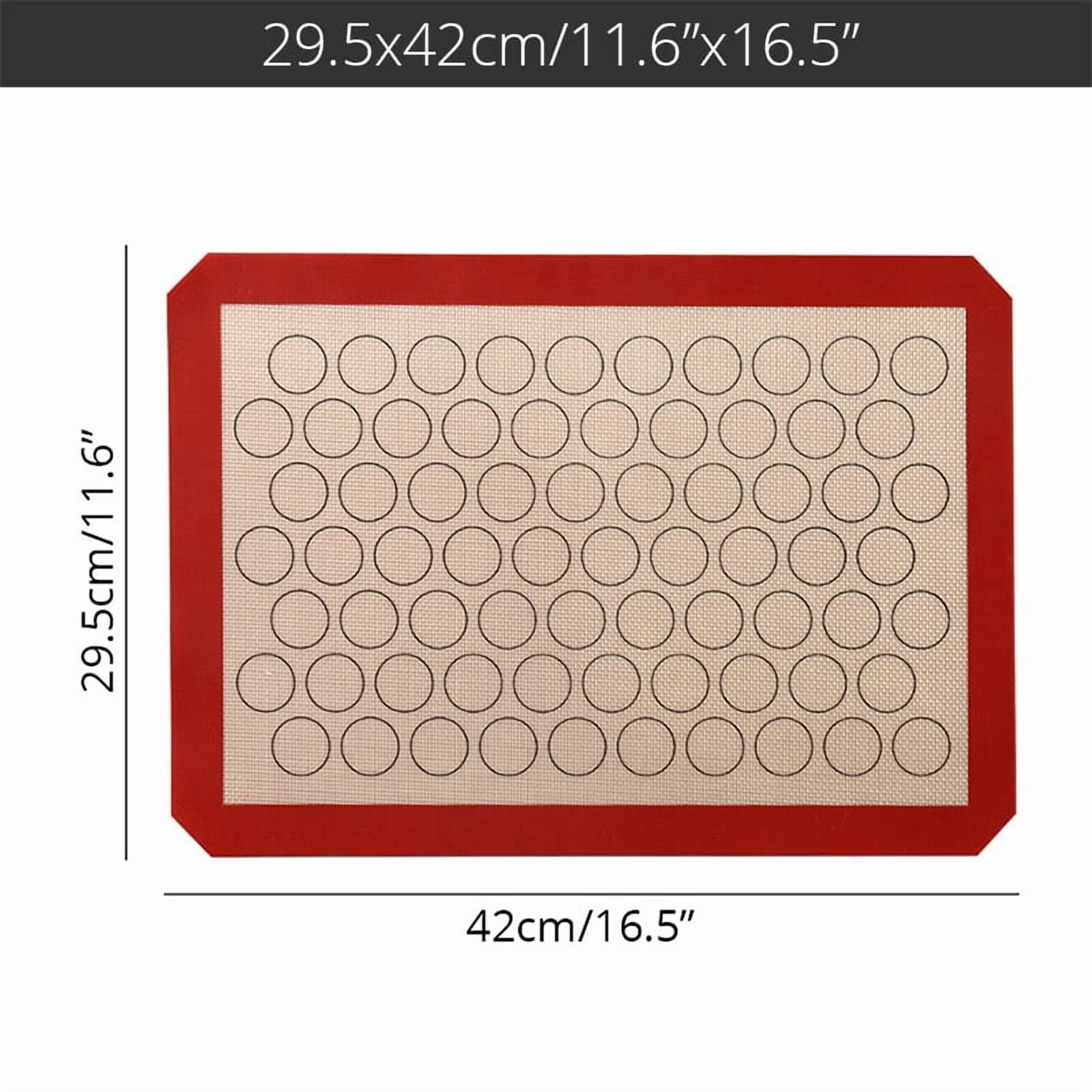 Large Silicone Baking Mat with Measurements, Non-Stick Reusable Pastry Rolling Sheet for Macarons, Cookies, and Dough, Heat Resistant Oven Liner, 2-Pack