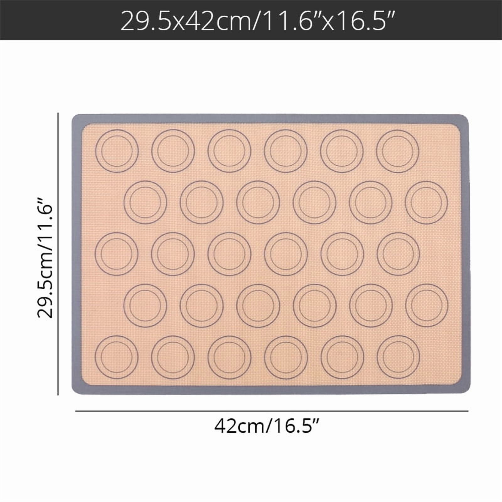 Large Silicone Baking Mat with Measurements, Non-Stick Reusable Pastry Rolling Sheet for Macarons, Cookies, and Dough, Heat Resistant Oven Liner, 2-Pack