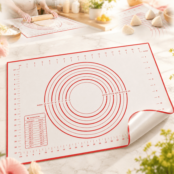 Large Silicone Baking Mat for Rolling Dough (40cmx60cm) Pastry Mat with Measurements Extra Thick Non Stick Fondant Mat, Counter Mat, Oven Liner, Pie Crust Mat