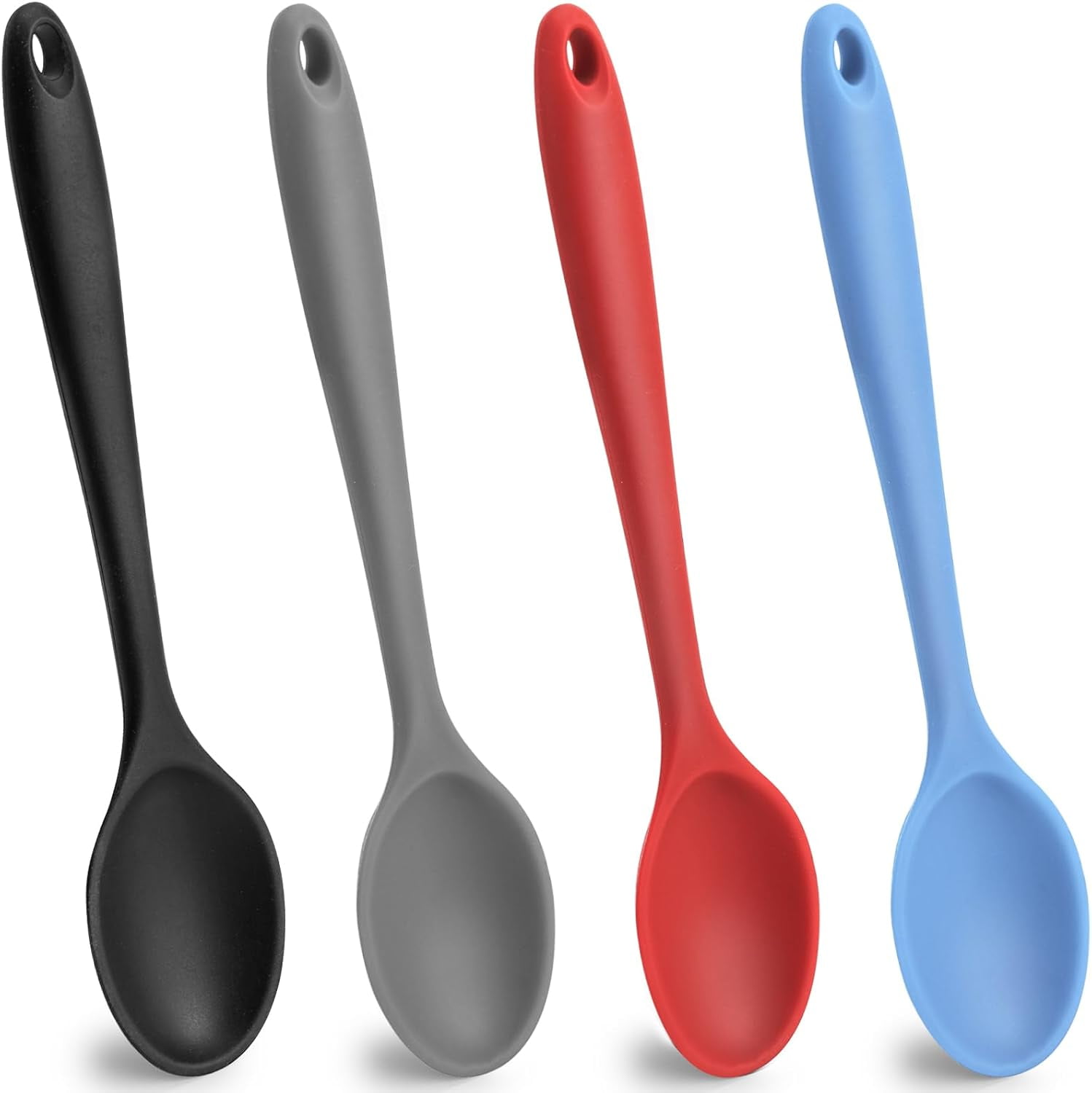 Large Silicone Cooking Spoons, 10.8 Inches Heat Resistant Spoons Mixing ...