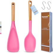 Large Silicone Cooking Spoons Set, 2 Pcs Heat Resistant Serving Spoon, Multifunction Nonstick Spatula Spoon for Mixing, Stiring, Basting, Scooping,Scraping Berry Carnival Fuchsia