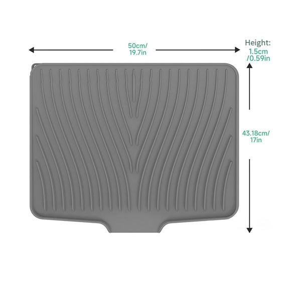 Large Silicone Dish Drying Mat Sloped Design with Drainage,Anti-Slip,Heat-Resistant Kitchen Sink Pad