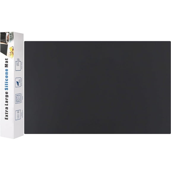 Large Silicone Heat Resistant Mat, 78.7” x 15.7” Nonslip Silicone Placemat for Countertop Protector, Nonstick Waterproof Table Desk Saver Pad for Kitchen & Dining,Black