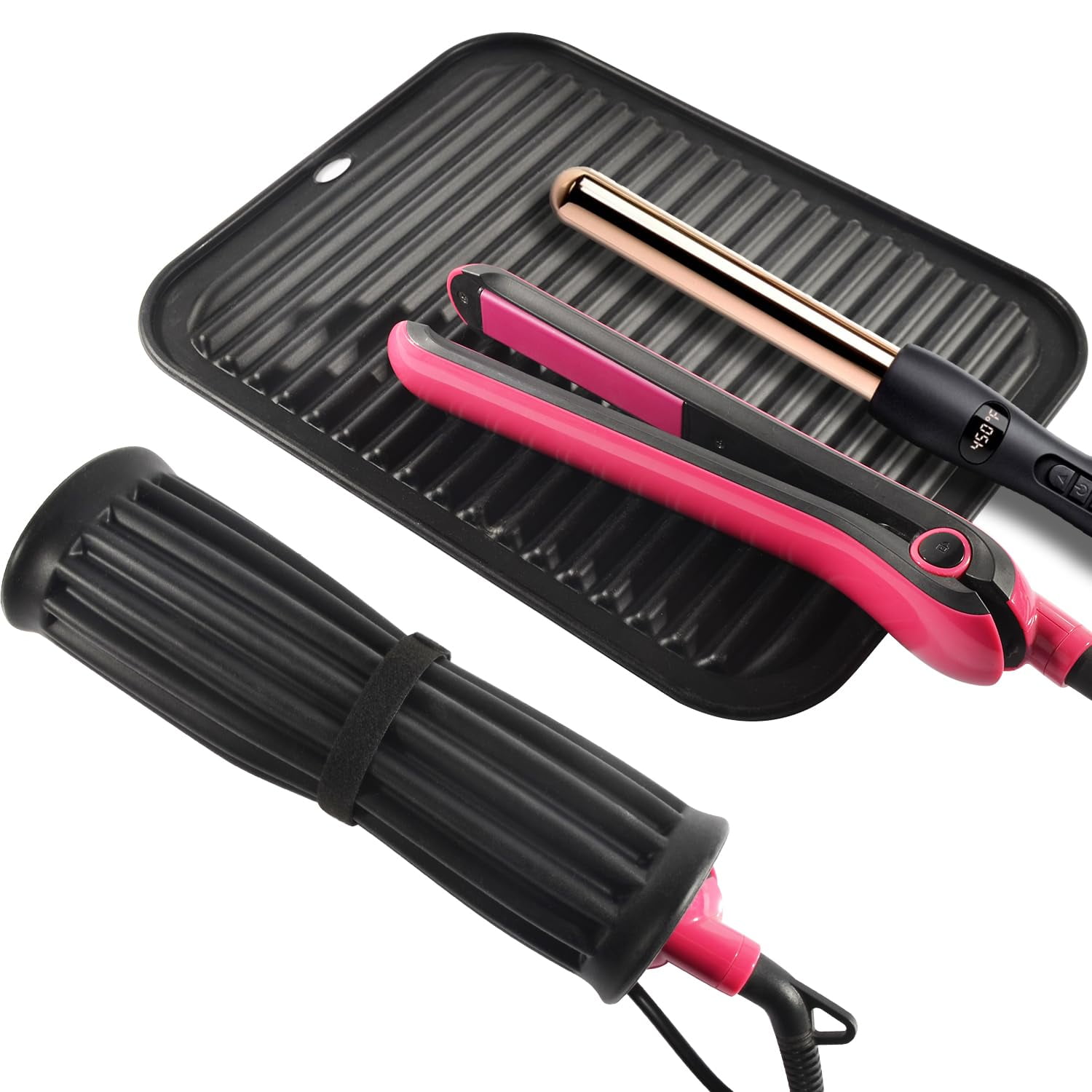 Large Silicone Heat Resistant Mat Professional Hot Hair Tools Mat for Curling Iron Flat Iron Hair Straightener Portable Hot Pad Cover with Velcro for Travel Home Salon Walmart