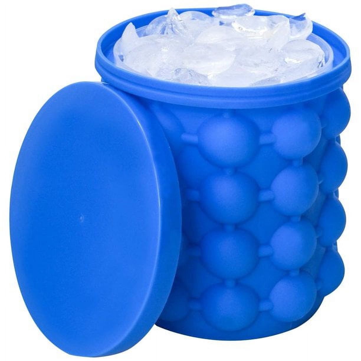 Silicone Ice Bucket , Space Saving New 3D Ice Cubes Maker Bucket(2 in 1) ,  Ice Cube Mold Ice Trays, Ice Maker Bucket with Lid, BPA Free for Frozen