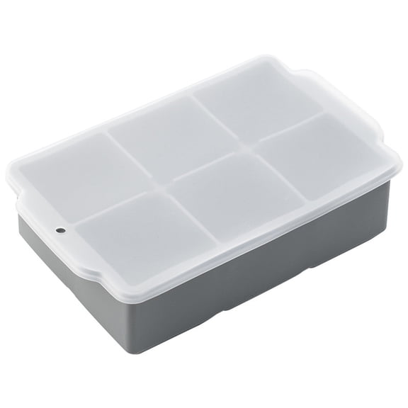 Large Silicone Ice Cubes Molds with Lid - 6 Compartment Whiskey Ice Maker Box, BPA-Free Easy Demolding Ice Tray, Household Ice Cubes Tray for Cocktails & Drinks