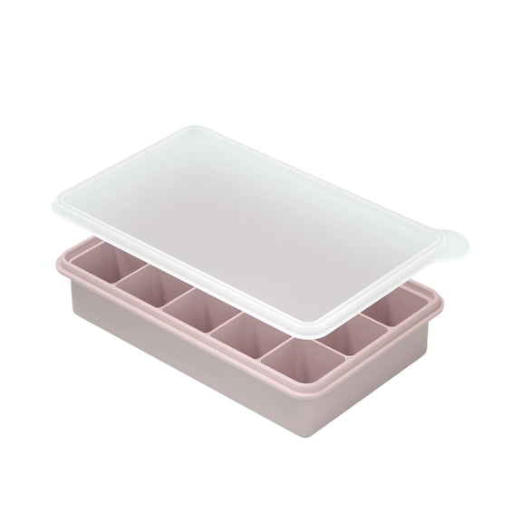 Large Silicone Ice Cube Tray with Lid | 15 - Cube Flexible Ice Maker Molds | Perfect for Drinks and Infused Mixes | Food - Safe Material for Easy Release and Stackable Storage,Pink