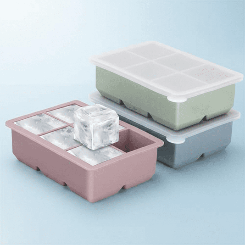 Large Silicone Ice Cube Trays 3 Pack - Square Ice Molds with Removable Leak Proof Lid, Stackable & Flexible for Cocktail, Whiskey, and Home Bar Use