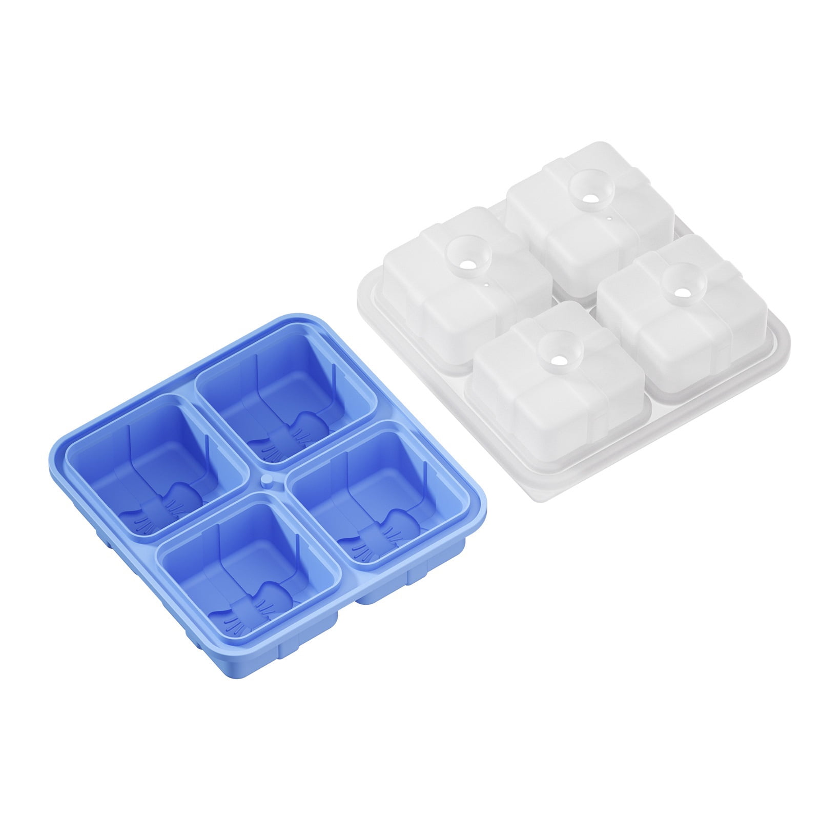Large Silicone Ice Tray Mold - Square Ice Cube Maker with Lid for Homemade Ice Cubes