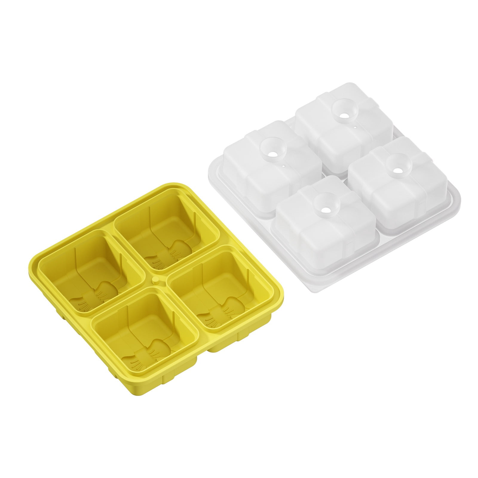 Large Silicone Ice Tray Mold - Square Ice Cube Maker with Lid for Homemade Ice Cubes